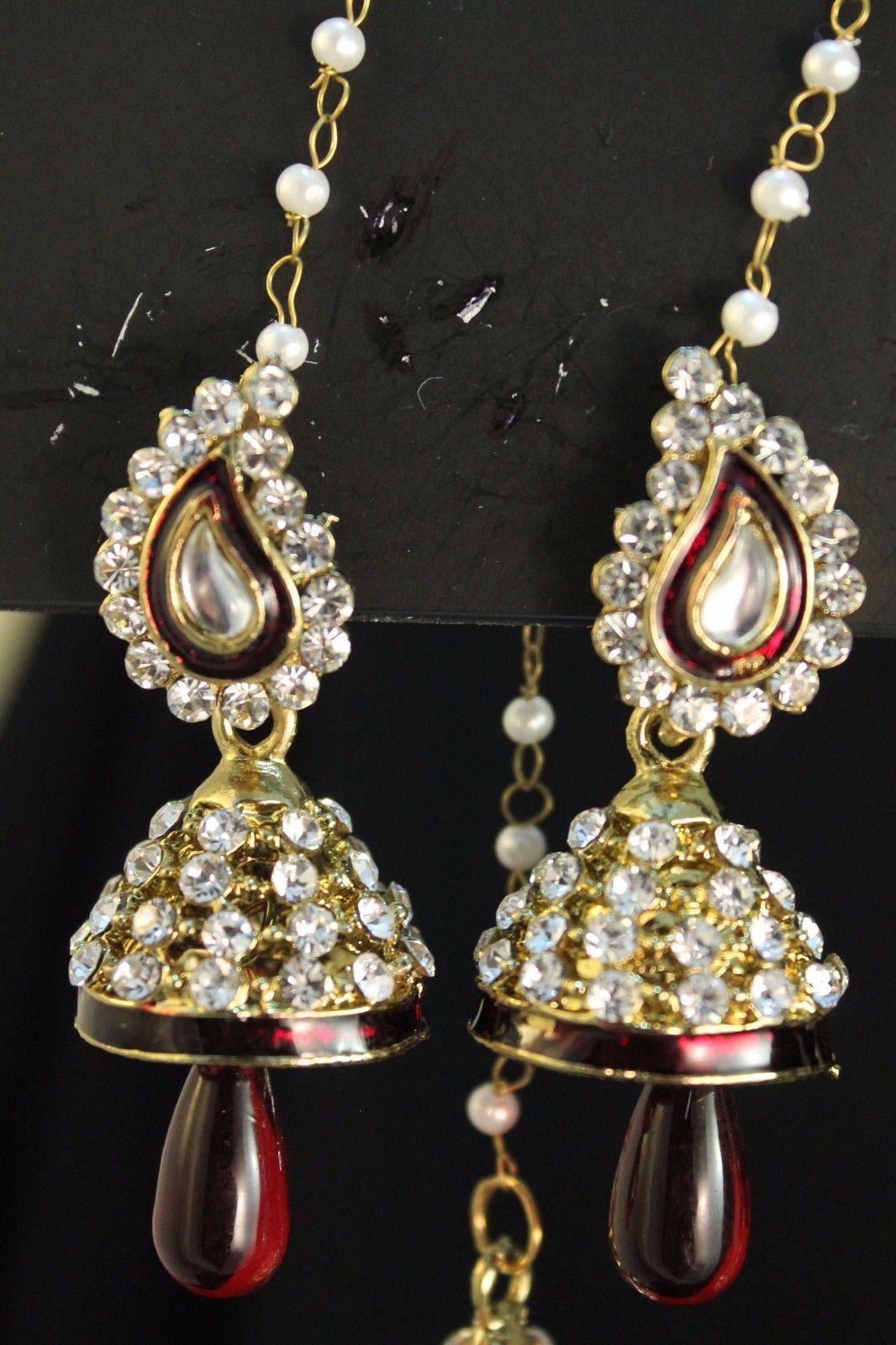 Traditional Style Golden Meenakari Jhumki Earrings, INDIAN TRADITIONAL